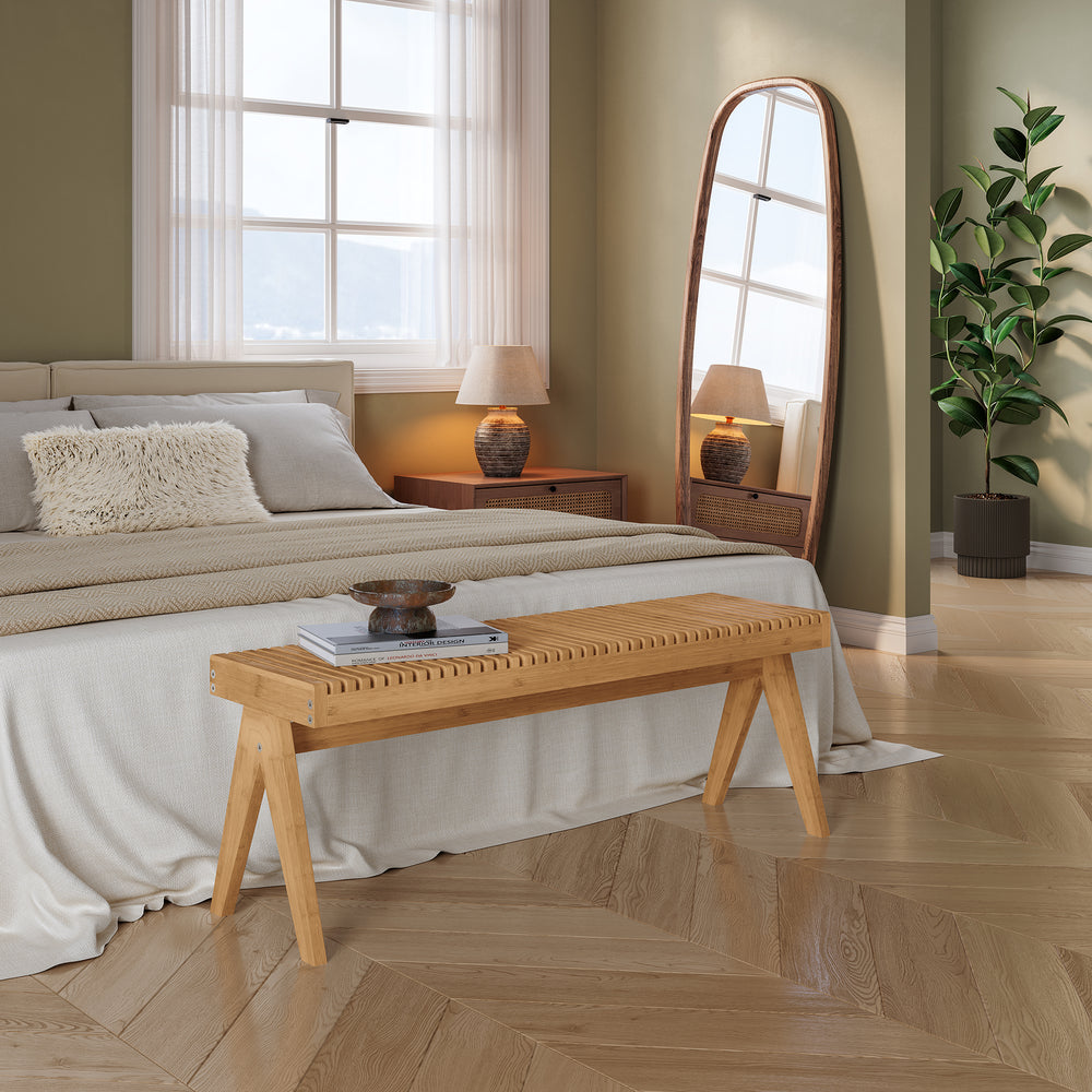 Sitzbank Lasdarvoo 120x35x45 cm Bambus Natur [en.casa]