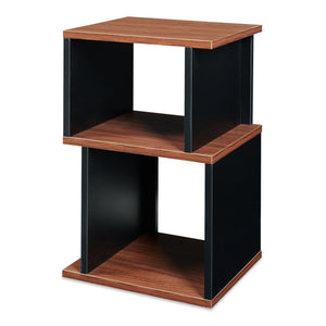 Beistelltisch 'Trond' mit 2 offenen Fächern 50 x 33 x 29 cm Schwarz/Walnussoptik