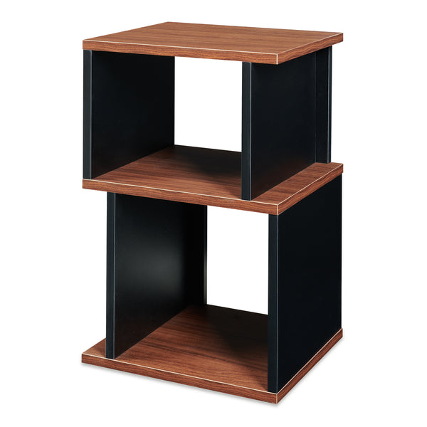 Beistelltisch 'Trond' mit 2 offenen Fächern 50 x 33 x 29 cm Schwarz/Walnussoptik