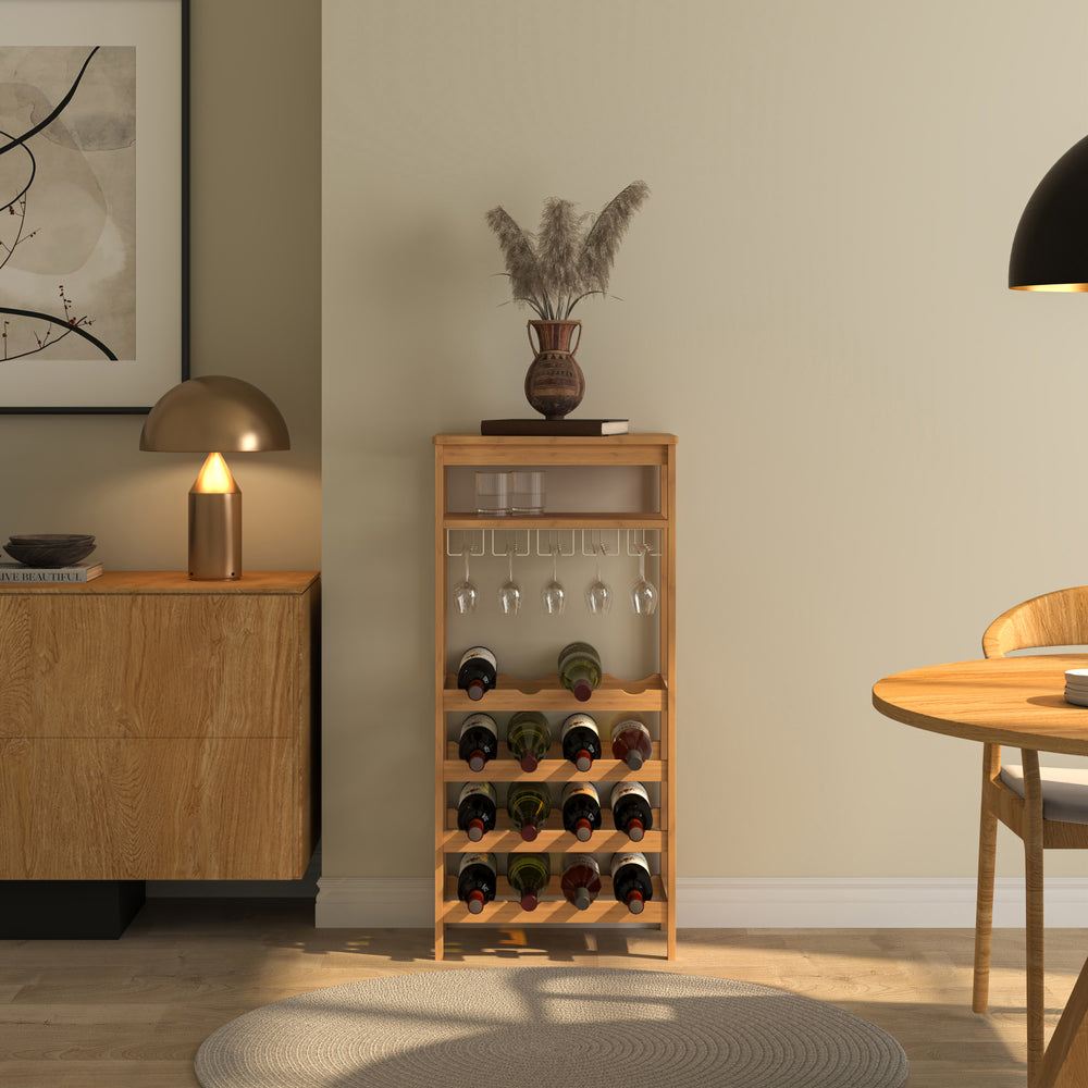 Weinregal Fillby 100x47x29 cm Bambus Natur [en.casa]