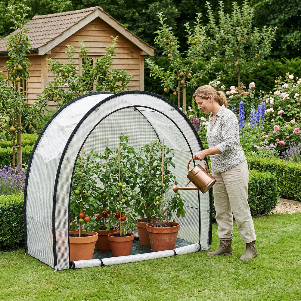 Tomatengewächshaus aus Folie Larshasas 180x80x170 cm Transparent [en.casa]