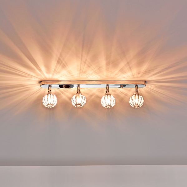 Deckenleuchte 4 Kristall Kugel 49cm Moderne Deckenlampe Effektlampe [Lux.Pro]