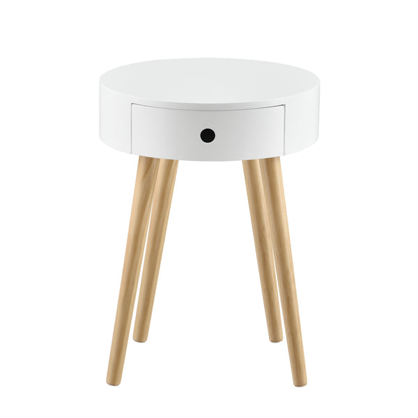 Nachttisch Aurich 50x38x38 cm mit Schublade Retrodesign Weiß en.casa
