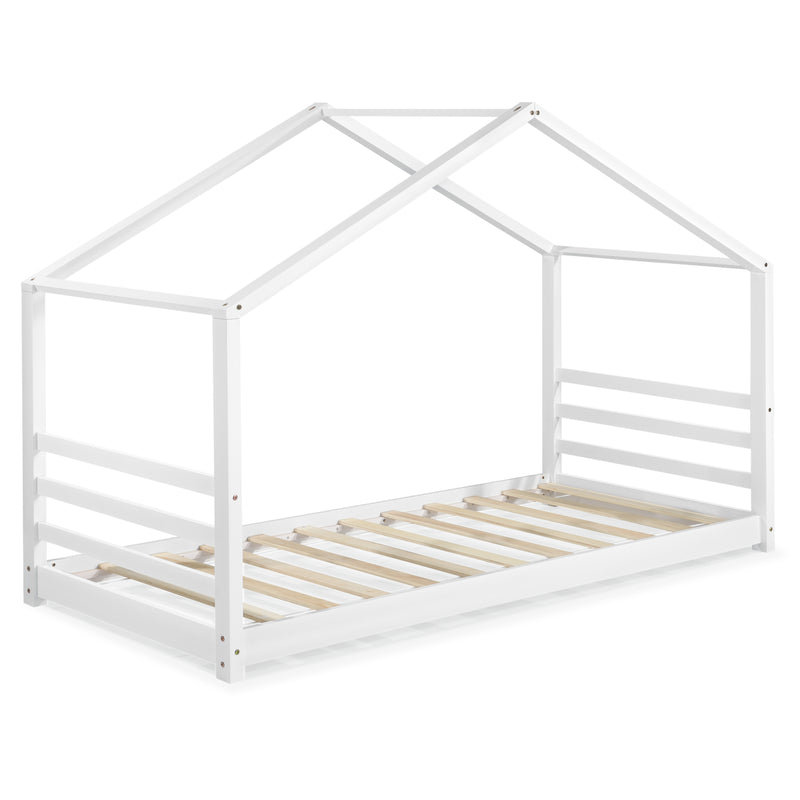 Maßskizze Hausbett Vardø 90x200cm Weiß mit Matratze [en.casa]