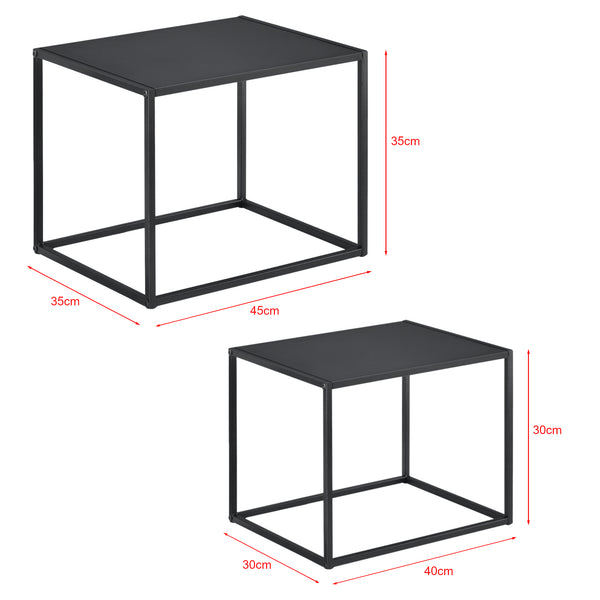 Beistelltisch Archsum 2er Set rechteckig Industriedesign Schwarz [en.casa]