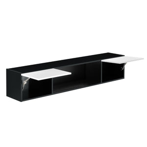 Hängeboard Thabong 150x30x30 cm mit LED Beleuchtung Schwarz/Weiß en.casa