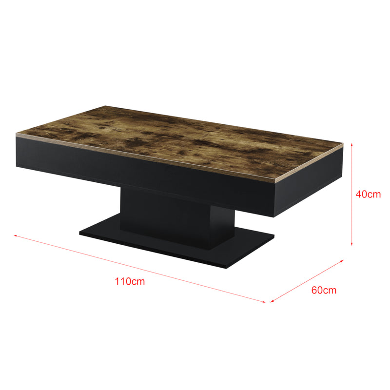 Maßskizze Couchtisch Lünen Holzoptik/Schwarz [en.casa]