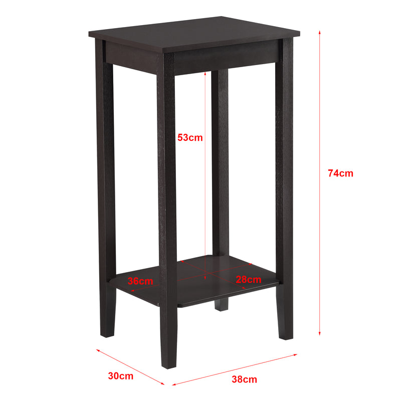 Maßskizze Beistelltisch Thun 74x38x30 cm MDF Kaffeefarben en.casa