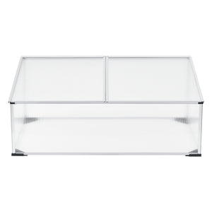 Frühbeet Hoorn mit Zweigeteiltem Dach 100x60x40 cm Aluminium Polycarbonat en.casa