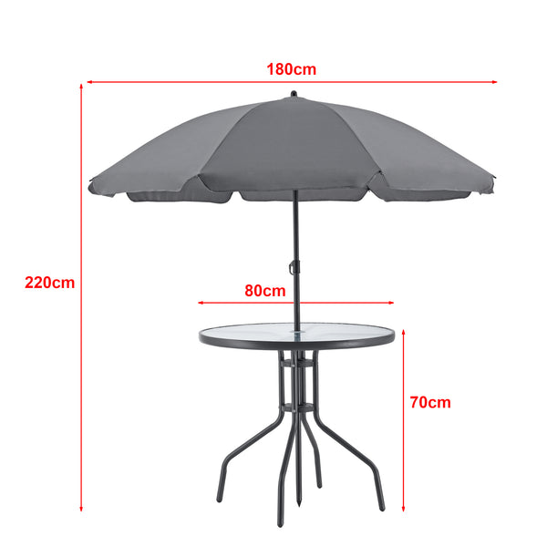 Gartenmöbel-Set Milagro Stühle mit Tisch 4 Stühlen und Sonnenschirm Schwarz Dunkelgrau en.casa