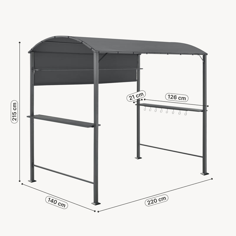 Maßskizze Grillpavillon Pyrgos 215x220x140 cm Dunkelgrau [en.casa]