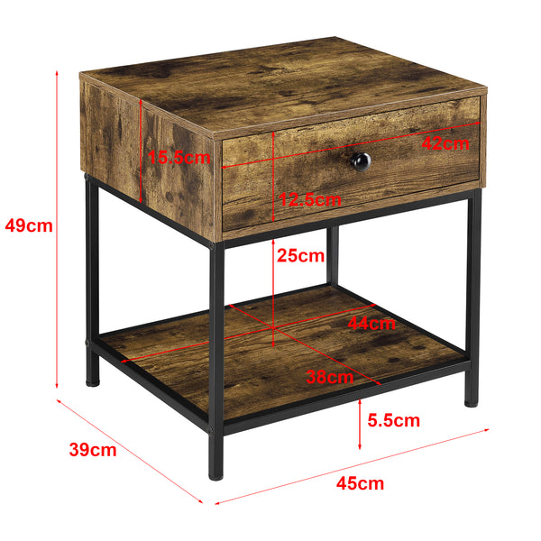 Beistelltisch Bjuv 45x39x49cm Dunkler Holzton en.casa