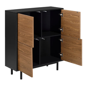 Beistellschrank Gnosjö 80x30x93cm Schwarz/Dunkler Holzton en.casa