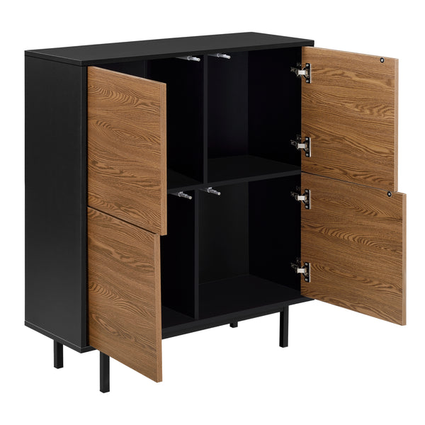 Beistellschrank Gnosjö 80x30x93cm Schwarz/Dunkler Holzton en.casa