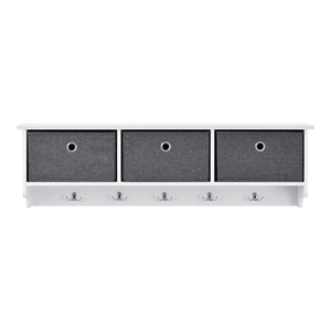 Wandgarderobe Horsens mit Aufbewahrungsboxen 100x20x30cm Weiß/Grau en.casa