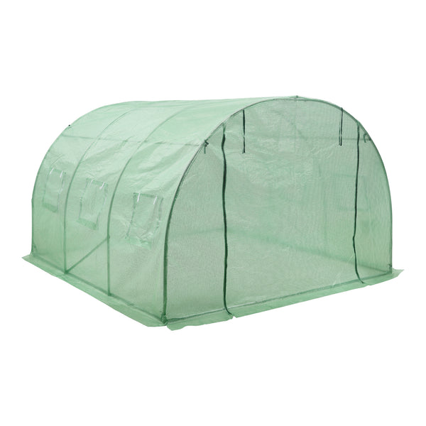 Gewächshaustunnel Dornbirn 300x300x200cm PE-Gitterfolie Grün [en.casa]