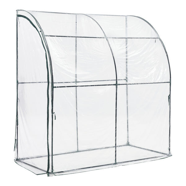 Wand-Gewächshaus Juta 100x200x215cm PVC Folie Transparent [en.casa]