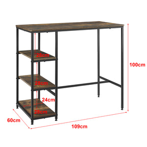 Bartisch Växjö 100x109x60cm Dunkler Holzton en.casa