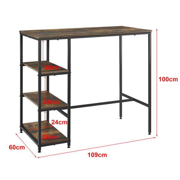 Bartisch Växjö 100x109x60cm Dunkler Holzton en.casa