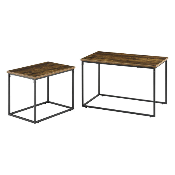Couchtischset Härnösand 2er Set Dunkler Holzton [en.casa]