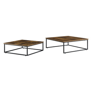 Couchtischset Haninge 2er Set rund Dunkler Holzton [en.casa]