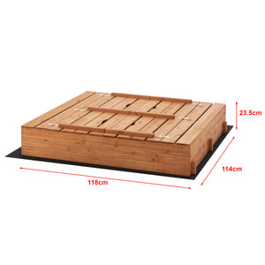Sandkasten Campillos mit Sitzmöglichkeit 23,5x118x114 cm Holz Natur [en.casa]