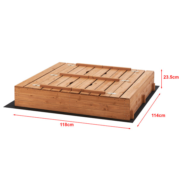 Sandkasten Campillos mit Sitzmöglichkeit 23,5x118x114 cm Holz Natur [en.casa]