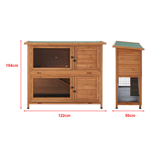 Kaninchenstall Falkenau Kleintiergehege 104x122x50cm Tannenholz [en.casa]