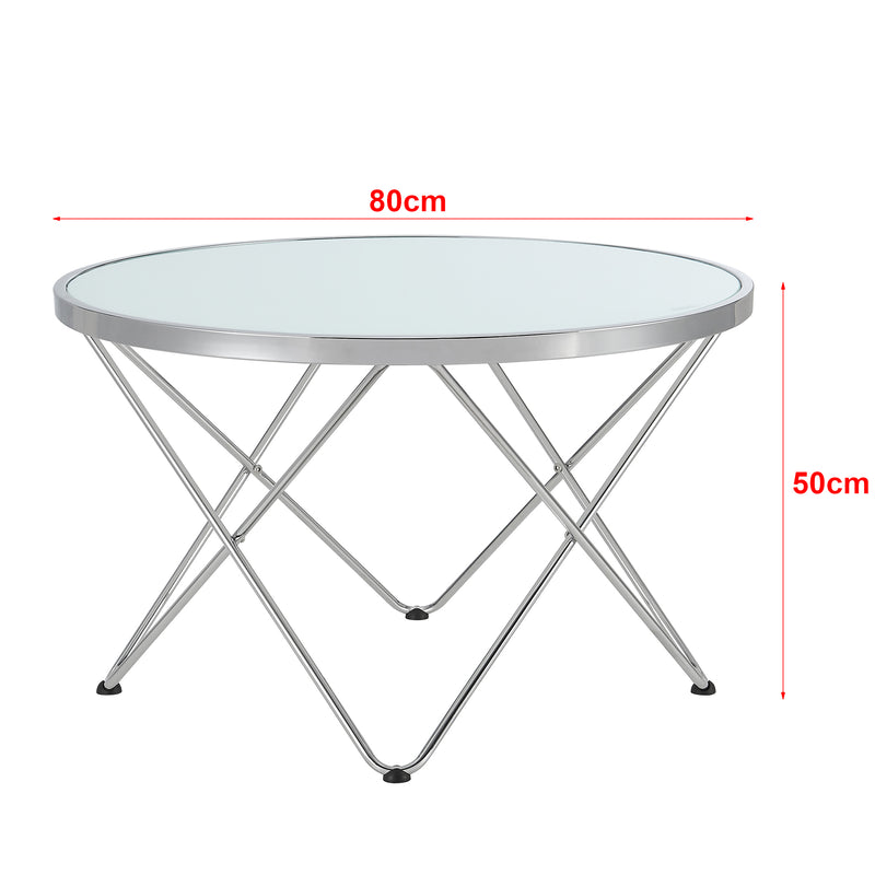 Maßskizze Couchtisch Nikkeby Metallgestell Silber/Milchglasoptik [en.casa]