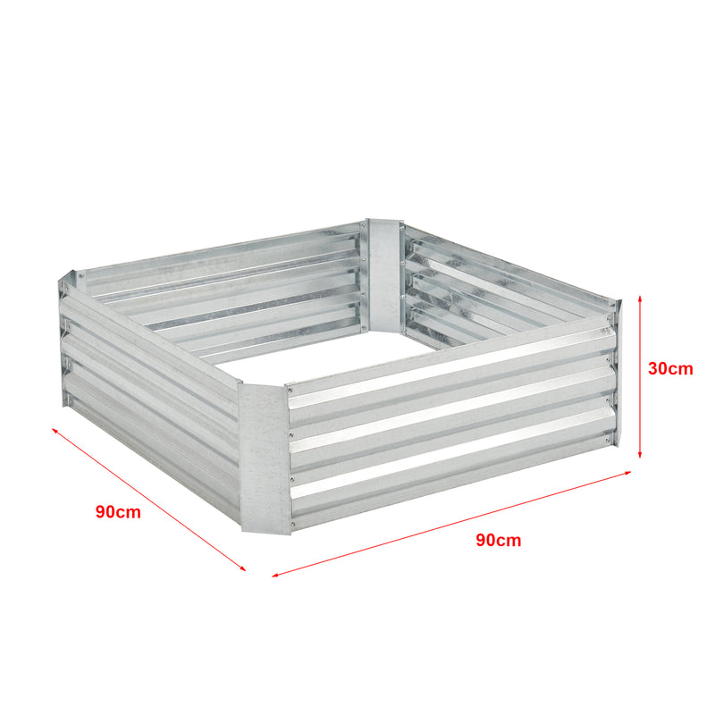 Maßskizze Pflanzbeet Barneveld 90x90x30cm Stahl Silber [en.casa]