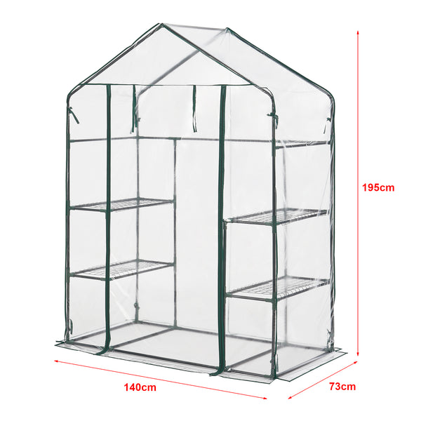 Gewächshaus Hoorn mit Ablagen 140x73x195cm Transparent [en.casa]