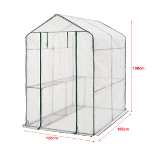 Gewächshaus Oosterhout mit Ablagen 120x186x190cm Transparent [en.casa]