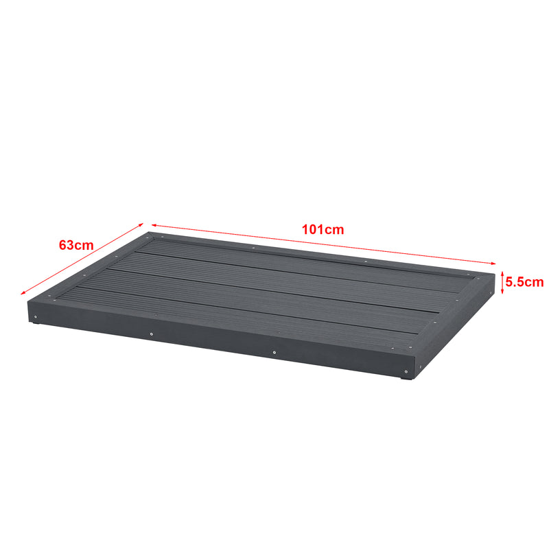 Maßskizze WPC Bodenplatte Nürtingen für Solardusche 101x63x5,5cm [en.casa]