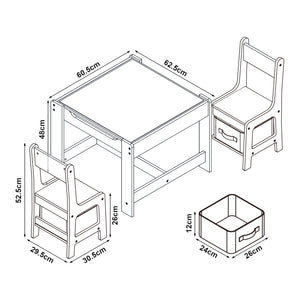 Kindertisch mit 2 Stühlen Irixoa mit Boxen Natur [en.casa]