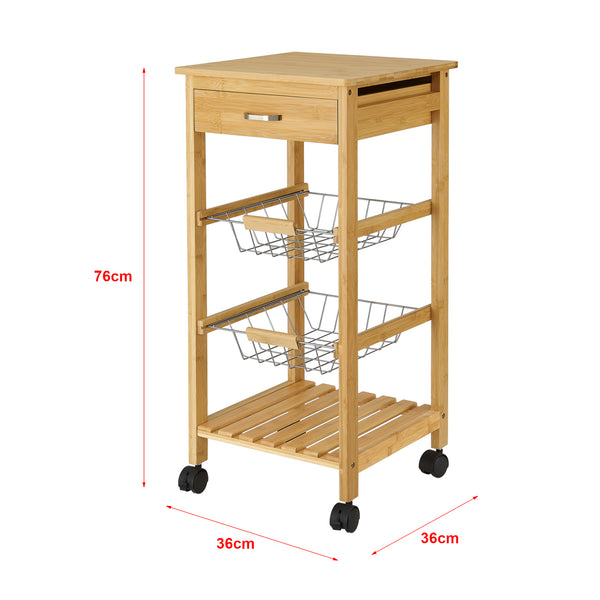 Bambus Küchenwagen Stenungsund mit Schublade 76x36x36cm [en.casa]