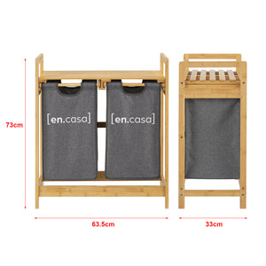 Bambus Standregal Kärkölä mit Wäschekörben [en.casa]