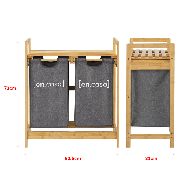 Bambus Standregal Kärkölä mit Wäschekörben [en.casa]