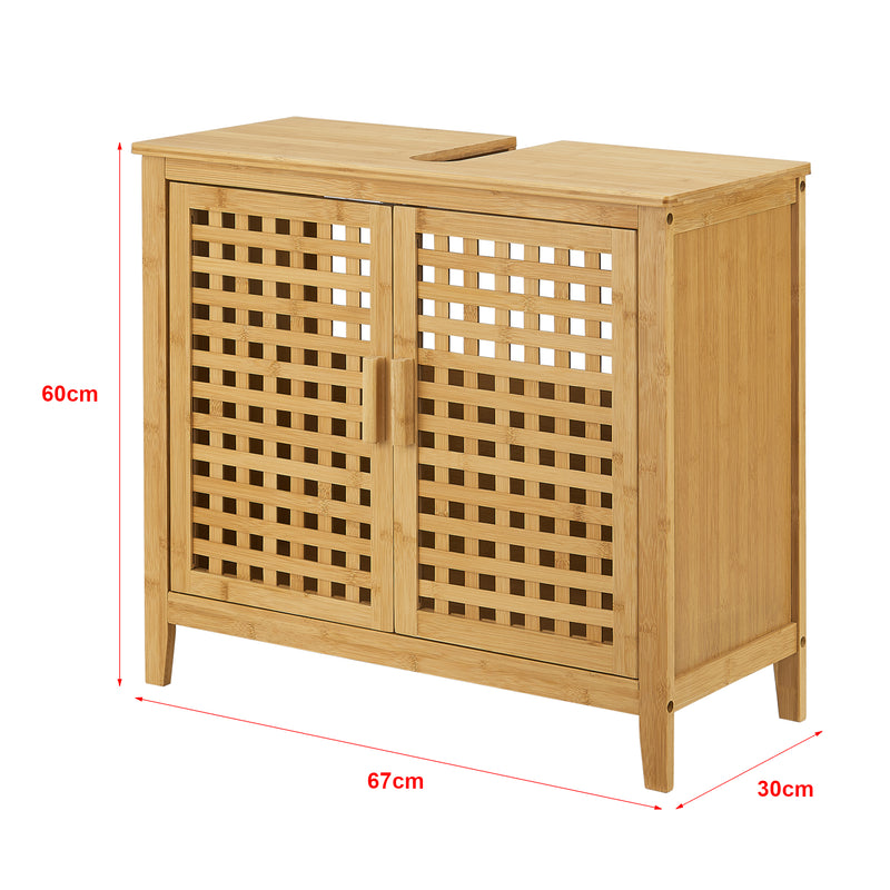 Maßskizze Waschbeckenunterschrank Ingmarsö Bambus 60x67x30cm [en.casa]