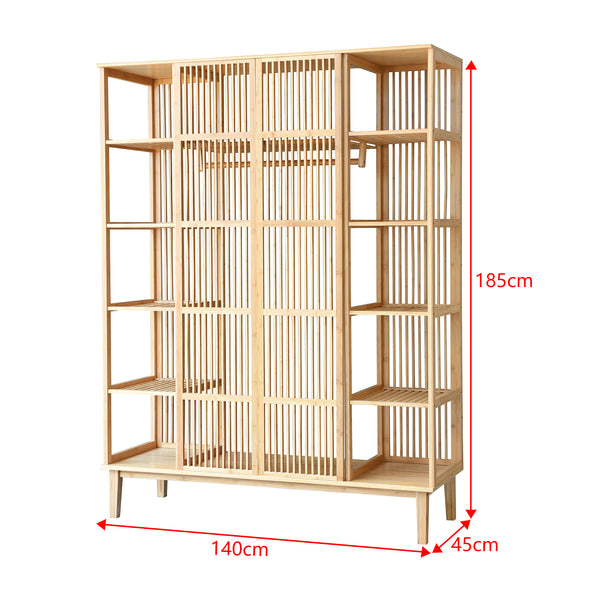 Bambus Kleiderständer Hudiksvall 185x140x45cm [en.casa]