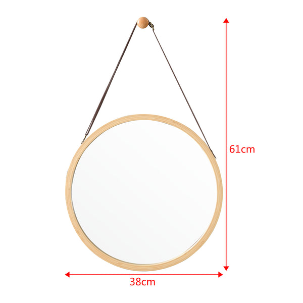 Bambus Wandspiegel Bykle rund 38 cm [en.casa]