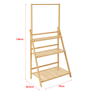 Pflanzenleiter Brändö 3-Ebenen 144 x 70 x 39,5 cm Bambus  [en.casa]