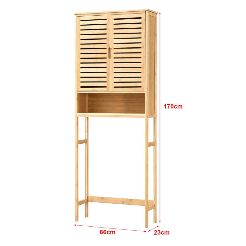 Maßskizze Toilettenschrank Geta 170 x 66 x 23 cm Bambus [en.casa]