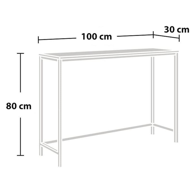 Maßskizze Konsolentisch Kronoby 80 x 100 x 30 cm Schwarz/Holzoptik [en.casa] TR