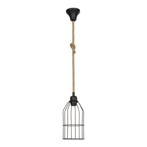 Hängeleuchte Ashford 24x14 cm 1-flammig Schwarz/Jutefarben [lux.pro]