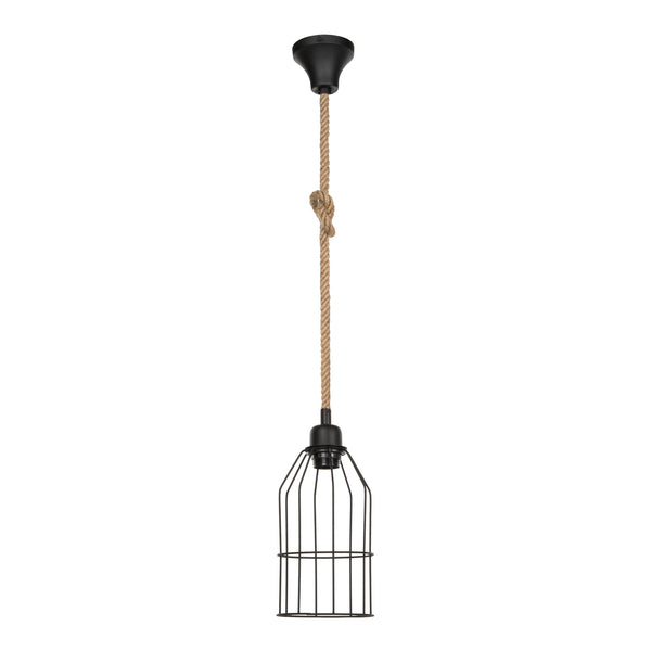 Hängeleuchte Ashford 24x14 cm 1-flammig Schwarz/Jutefarben [lux.pro]