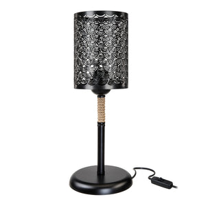 Tischleuchte Filton E27 Metall Juteseil Schwarz / Jutefarben [lux.pro]