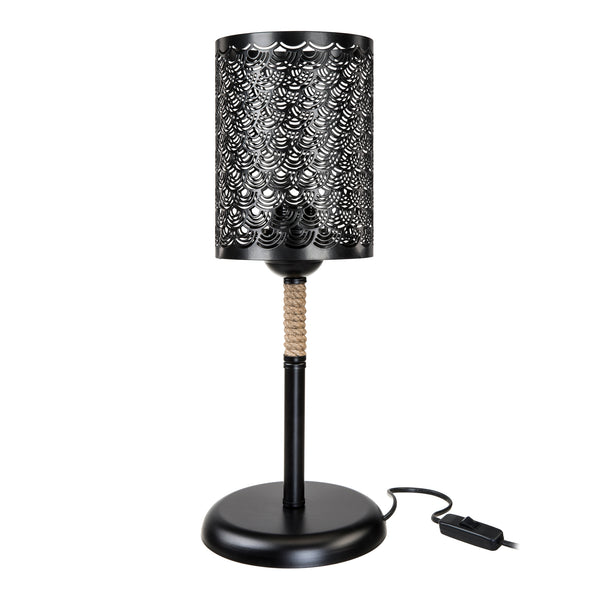 Tischleuchte Filton E27 Metall Juteseil Schwarz / Jutefarben [lux.pro]