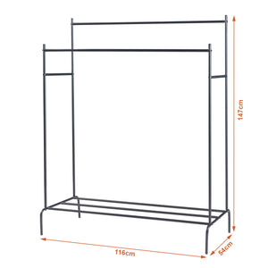 Kleiderständer Bramming mit zwei Garderobenstangen 147 x 116 x 54 cm Schwarz [en.casa]