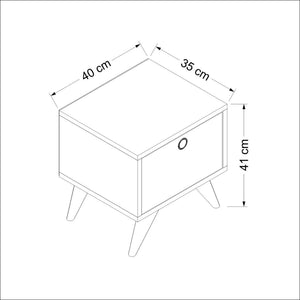 Nachttisch Hinnerup mit Klapptür 41x40x35 cm Weiß / Eichenoptik / Schwarz [en.casa]