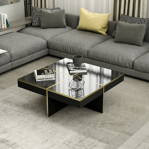 Couchtisch Fjerritslev 35x90x90 cm Marmoroptik Schwarz [en.casa]